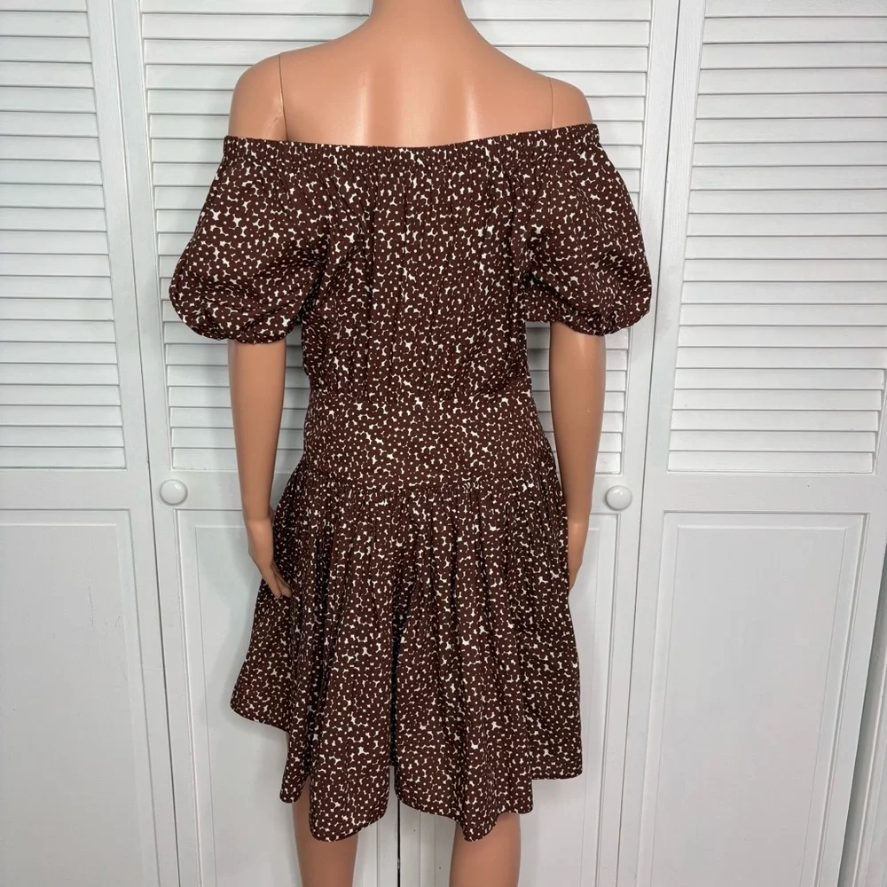 J. CREW Drop-waist Cotton Poplin Mini Dress In Mocha Floral Size 8